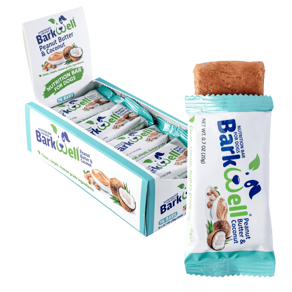Peanut butter and coconut dog nutrition bar box
