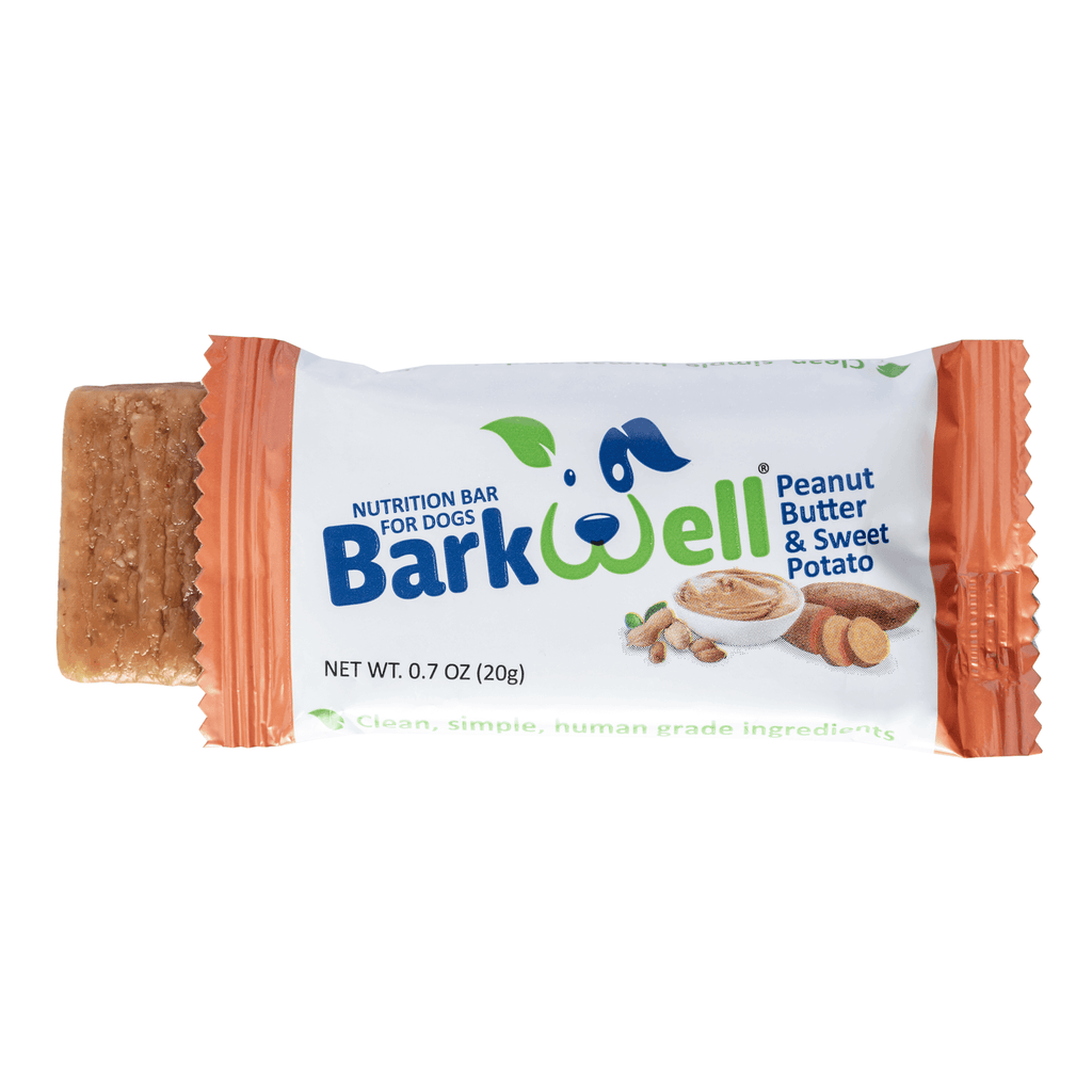 Peanut butter and sweet potato dog nutrition bar one piece without packaging